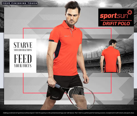 Sport Sun Dry Fit Polo T Shirt For Men's Red DFP 02