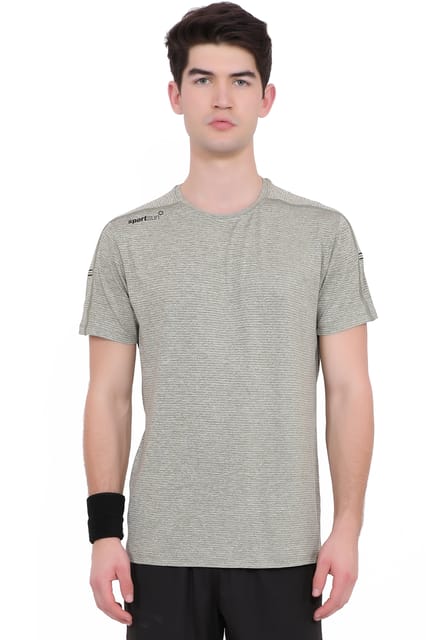 Sport Sun Solid Men T Shirt Black MIlange PLCT 19
