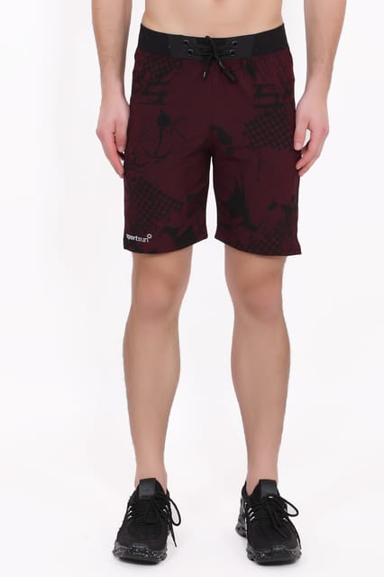 Printed Men NS Lycra Maroon Shorts