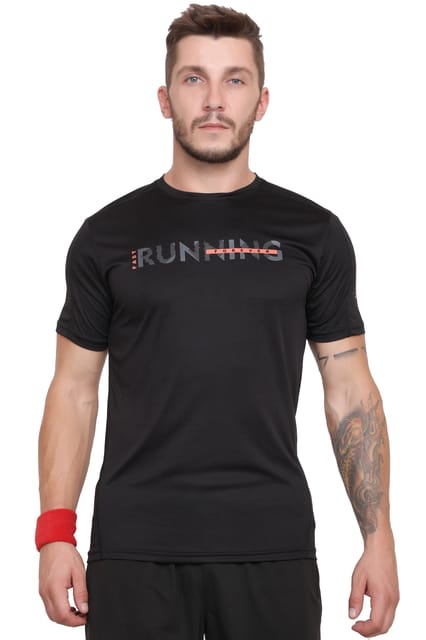 Sport Sun Solid Men Black Running T Shirt RN 01