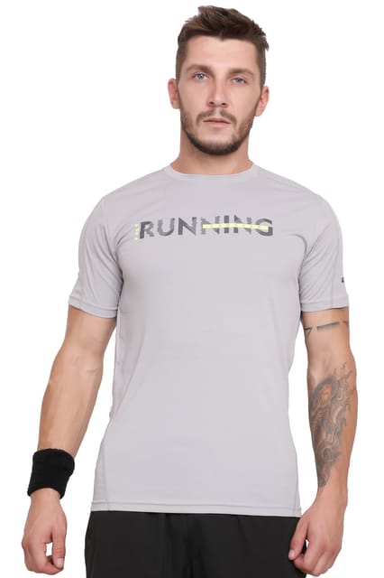 Sport Sun Solid Men Light Grey Running T Shirt RN 01