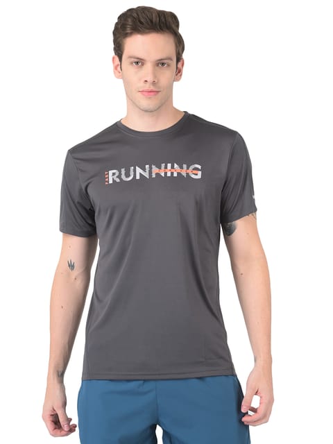 Sport Sun Solid Men Dark Grey Running T Shirt RN 01