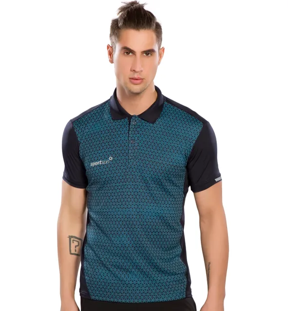 Sport Sun Playcool Jacquard Polo Navy Blue Men's T-shirt