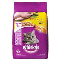Whiskas Adult (+1 year) Dry Cat Food, Chicken Flavour, 1.2kg Pack
