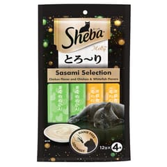 Sheba Melty Premium  Cat Snack Food -Chicken & Chicken-Whitefish- 48 g (4 Sticks)