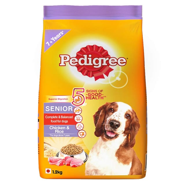 Pedigree Senior (7+ years) Chicken and Rice Dry Dog Food.