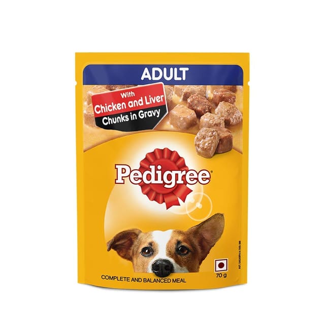 Pedigree Adult Chicken and Liver Chunks in Gravy Wet Dog Food - 70 g