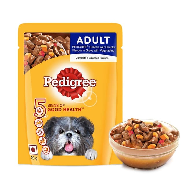 Pedigree Adult Grilled Liver Chunks Flavor in Gravy with Vegetables Wet Dog Food - 70 g