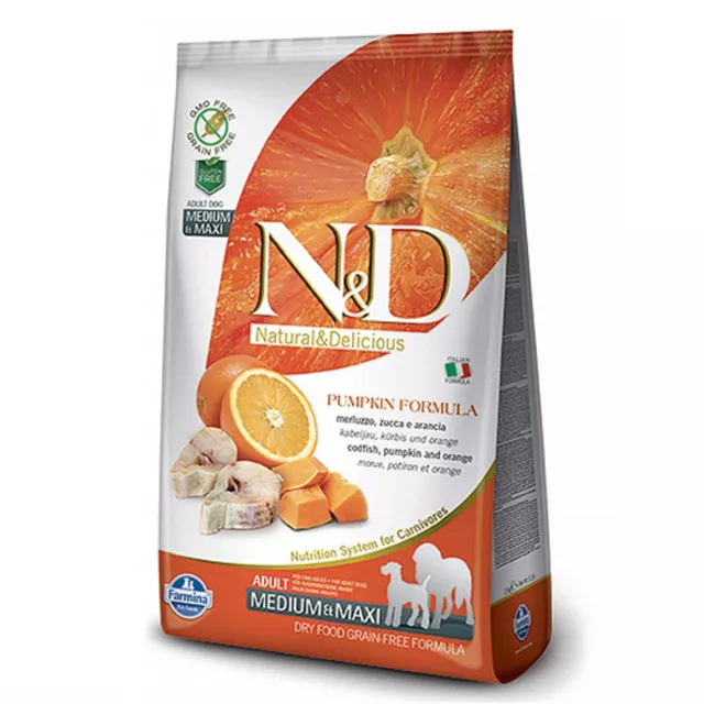 Farmina N&D Grain Free Pumpkin Codfish & Orange Adult Dog Food (Medium And Maxi)ADULT CODFISH and ORANGE