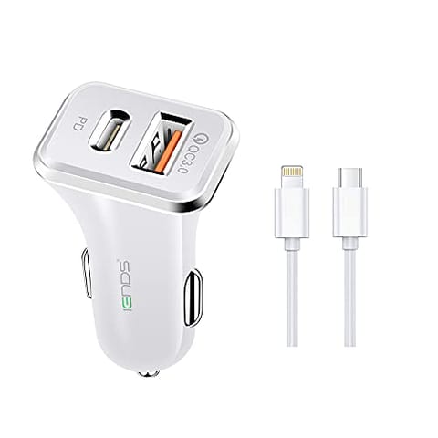 Iends Car Charger with Dual Ports (Type-C and USB) IE-AD657