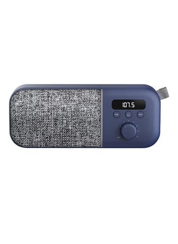 Fabric Box Radio (Portable FM Radio, 1200 mAh Rechargeable Battery, 3 W, PLL Tuner, Audio Out) Navy