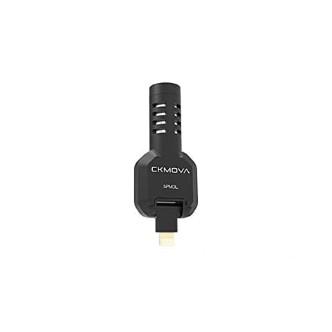 CKMOVA | Flexible Compact Condenser Microphone | 180 Degrees Rotation | Noise Ratio 72dB - 2 Levels Gain switch - Low-cut Filter 120Hz - Plug & Play | Lightning Connector | for iOS Devices | Black