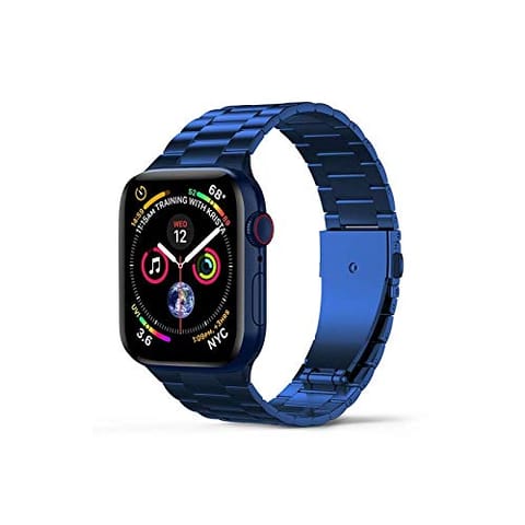 WIWU | Ultra-Thin Steel Belt 3 Beads Watchband for iWatch 38-40mm | Comfortable - Durable - Simple Fashion | Sleek and Elegant - Perfect Fit | Made of Stainless Steel | Blue