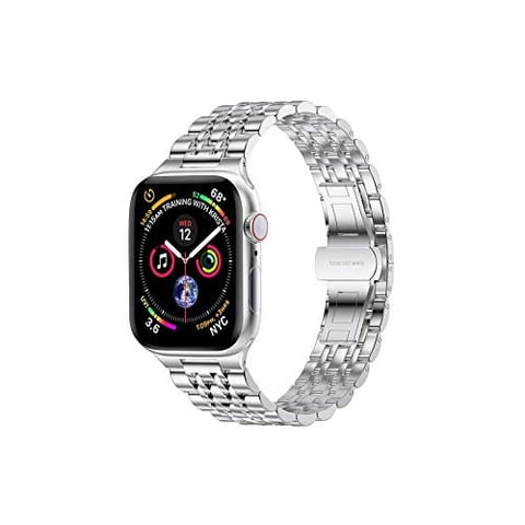WIWU | Seven Beads Stainless Steel Belt Watchband for iWatch 38mm/40mm | Strong and Durable | Easy to Adjust and Install - Simple Fashion - Comfortable | Silver