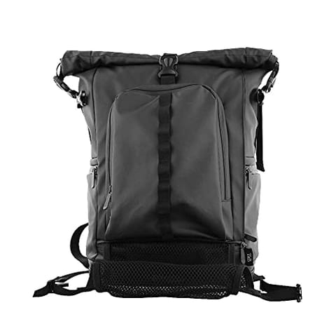 URBAN MOOV | Water Resistant Backpack 14 - 16 Inches | All Weather Conditions - Roll Top Closure | Dry Bag - Bike Helmet Pocket | for Cycling, Backpacker, Adventurer, Mountaineer | Black