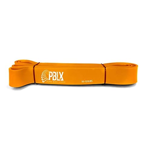 PBLX Exercise & Fitness Body Band W/Band Stretch Resistance of 80-120 LBS, Workout Bands, Multi-function Professional Equipment for Home & GYM Fitness with Anti Slip - Latex - Amber Yellow