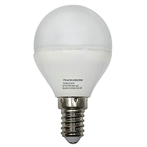 Thomson E14 Indoor Home Lighting Round Full Angle [4W], AC220V, Energy Saving LED, Candle Bulb, Long lasting 25,000 Hours life, Warm 2700k, Business Pro- Lumen 250lm- Frosted Glass Shell - White Color