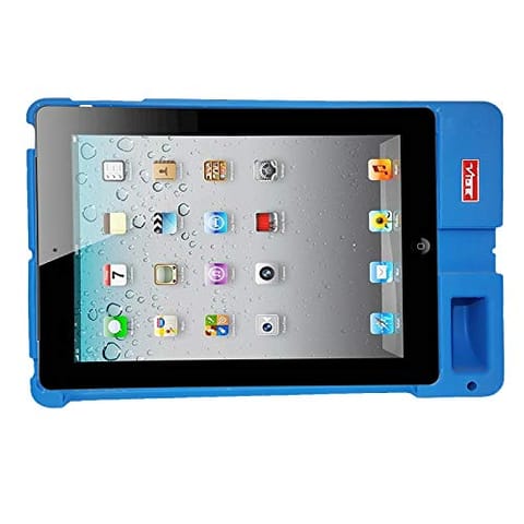 Vibe Slick Base Tablet Workstation, Rugged Case, Sound Booster, For Typing, Surfing, Drawing, Watching - Compatible with iPad 9.7" Tablets - Non-Slip High-Quality Durable Silicone Rubber Case - Blue