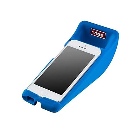 Vibe Slick Cheese Phone Holder [Landscape or Portrait] Sound Booster Amplification [Virtually Indestructible] Charge Phone Whist Docked - for iPhone 5 & 5S - [Non-Toxic Silicone Rubber Design]Blue