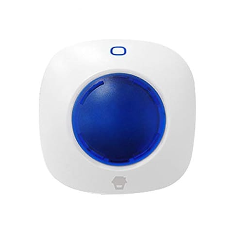 Chuango 315MHz Wireless Sound Strobe Siren Flash Light Alarm Outdoor Waterproof Compatible with 315MHz Alarm Host, Remote Control, Door Sensor, PIR Detector Home Security Alarm System - White/Blue