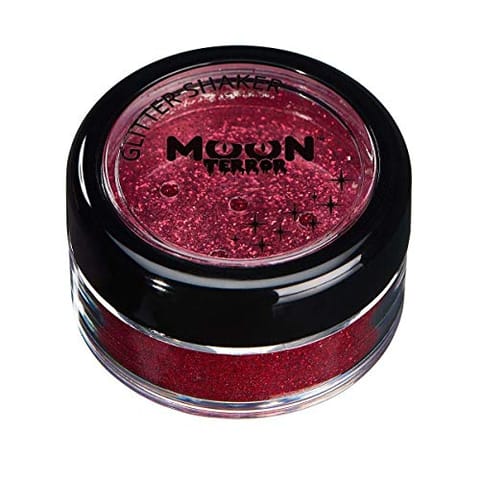 Moon Terror Halloween Glitter Shaker[Party Makeup] for the Face & Body Easily add Sparkles to your Horror looks like a Pro for Kids/Adults Easter/Halloween/Christmas - 5g - Bloody Red
