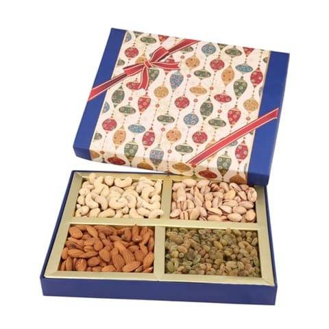 Ghasitaram's Diwali Special Blue Fancy Dryfruit Gift Box with Free Silver Plated Coin