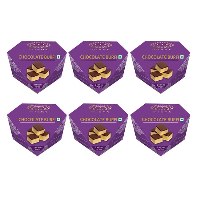 Misht Preservative Free Chocolate Burfi Small Pack - Pack of 6