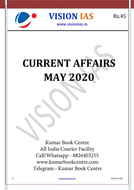 Vision IAS Monthly Current Affairs - May 2020 - [PRINTED]