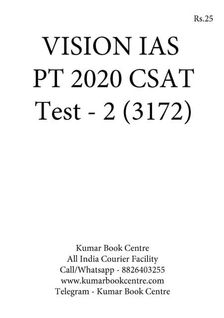 Vision IAS PT Test Series 2020 - CSAT Test 2 (3172) - [PRINTED]