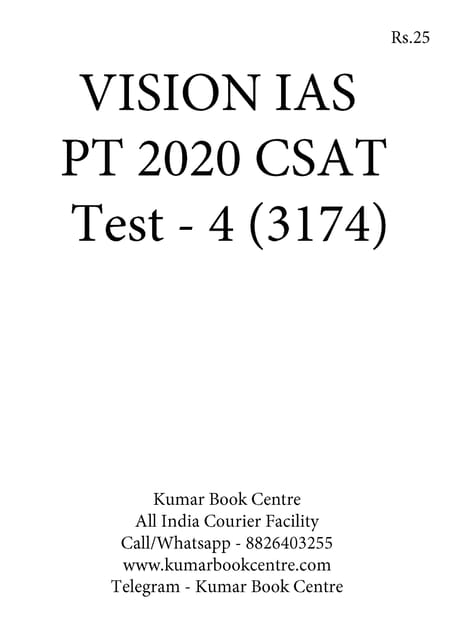 Vision IAS PT Test Series 2020 - CSAT Test 4 (3174) - [PRINTED]