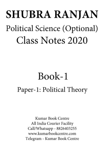 (Set of 6 Booklets) Shubhra Ranjan Handwritten/Class Notes 2020 - Political Science and International Relation Optional