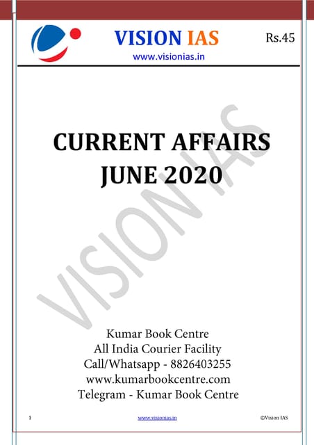 Vision IAS Monthly Current Affairs - June 2020 - [PRINTED]
