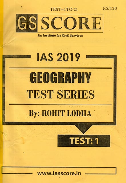 GS Score Geography Optional Test Series - Test 1 to 21