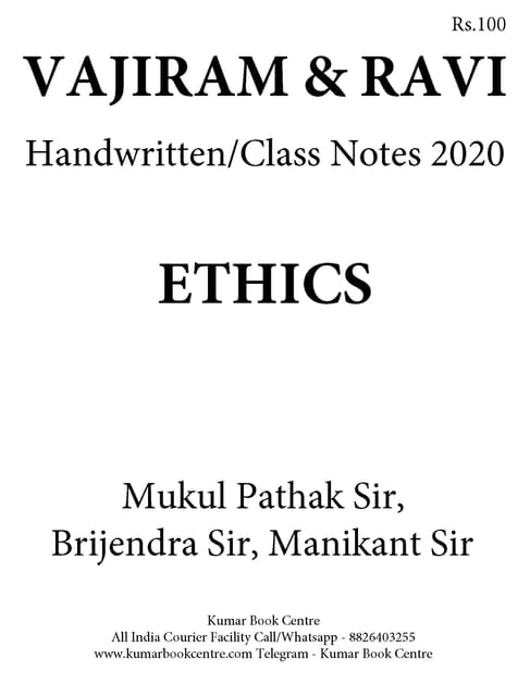 Vajiram & Ravi General Studies GS Handwritten/Class Notes 2020 - Ethics