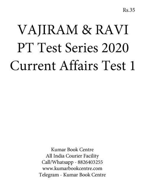 Vajiram & Ravi PT Test Series 2020 - Current Affairs Test 1 - [PRINTED]