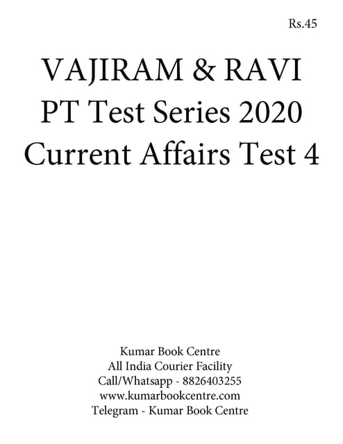Vajiram & Ravi PT Test Series 2020 - Current Affairs Test 4 - [PRINTED]
