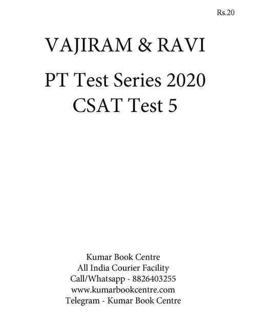Vajiram & Ravi PT Test Series 2020 - CSAT Test 5 - [PRINTED]