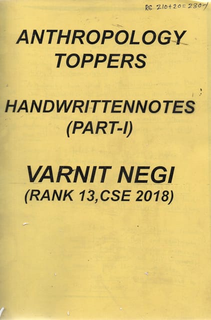 Anthropology Optional (Paper 1) Handwritten/Class Notes - Varnit Negi - [PRINTED]