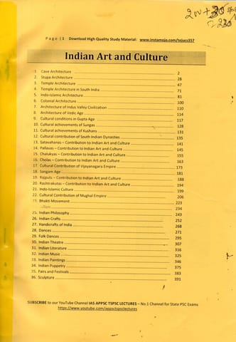 Indian Art & Culture Printed Notes - [PRINTED]