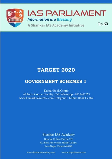 Shankar IAS Target PT 2020 - Government Schemes 1 - [PRINTED]