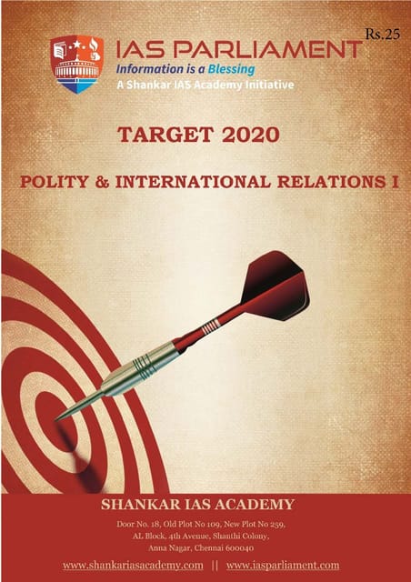 Shankar IAS Target PT 2020 - Polity & International Relations 1 - [PRINTED]