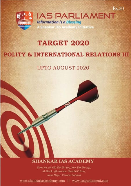 Shankar IAS Target PT 2020 - Polity & International Relations 3 - [PRINTED]