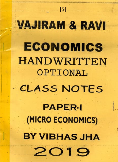 (Set Of 5 Booklets) Economics Optional Handwritten/Class Notes - Vibhas Jha - Vajiram & Ravi - [PRINTED]