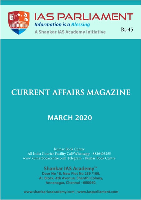 Shankar IAS Monthly Current Affairs - March 2020 - [PRINTED]