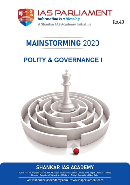 Shankar IAS Mainstorming 2020 - Polity & Governance 1 - [PRINTED]