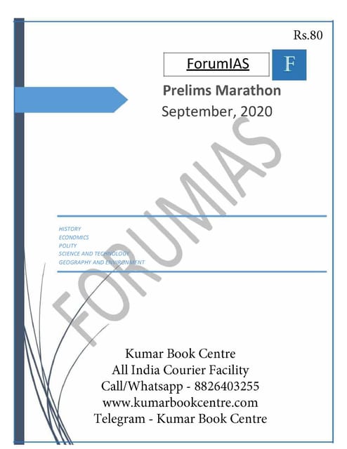 Forum IAS Prelims Marathon - September 2020 - [PRINTED]