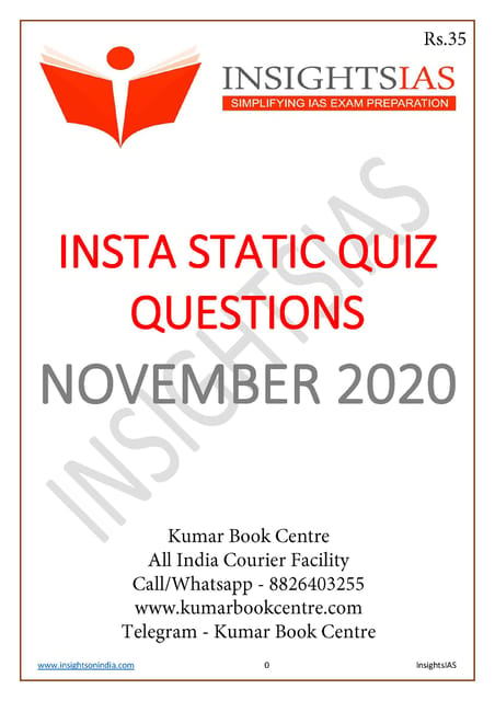 Insights on India Static Quiz - November 2020 - [PRINTED]