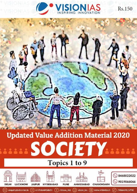 Vision IAS Updated Value Addition Material 2020 - Society (Topics 1 to 9) - [PRINTED]