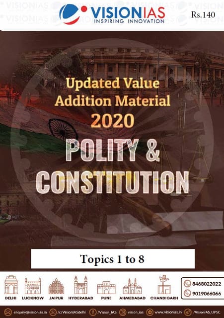 Vision IAS Updated Value Addition Material 2020 - Polity (Topics 1 to 8) - [PRINTED]