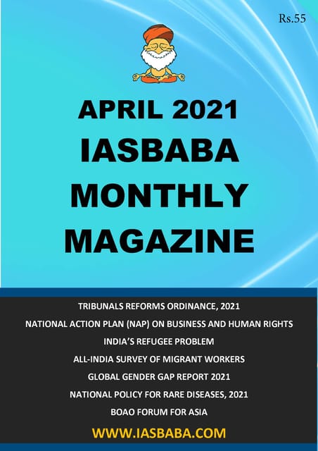 IAS Baba Monthly Current Affairs - April 2021 - [B/W PRINTOUT]